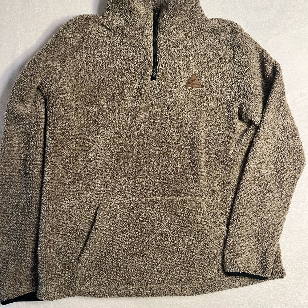 Men's Half-Zip Sherpa Pullover Sweater in Taupe
